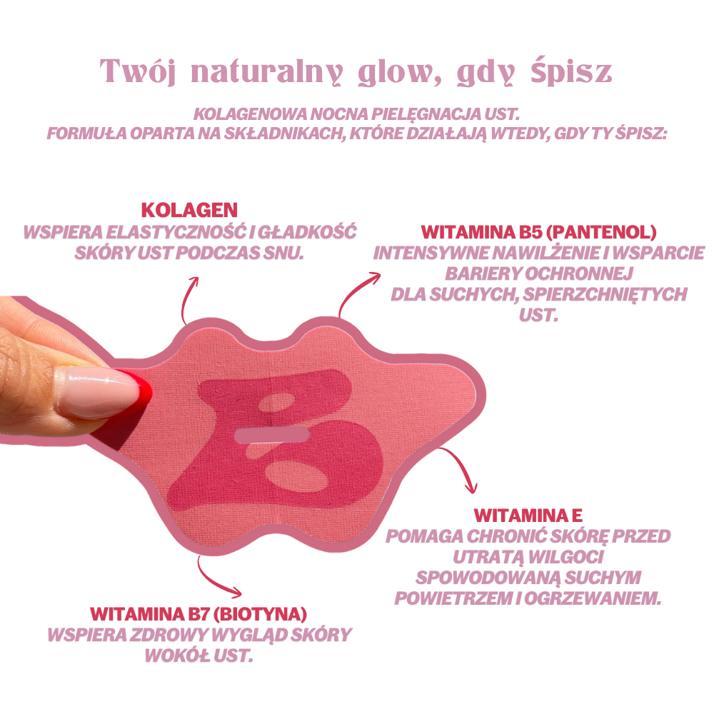 Glow in Bed z kolagenem — plastry na usta do spania (1 opakowanie)