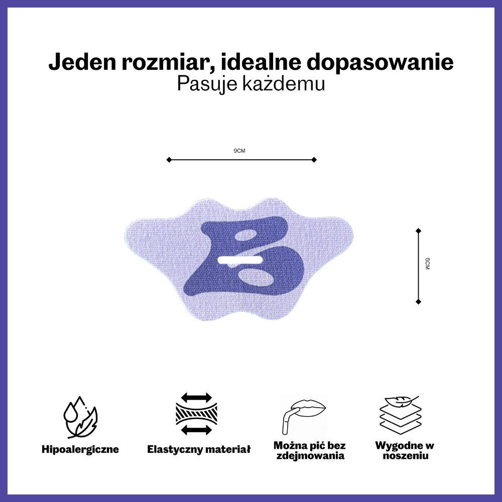 Plastry na usta do spania Bedrock – elastyczne, hipoalergiczne i wygodne dopasowanie